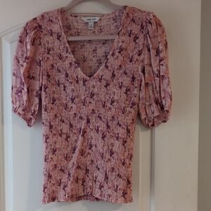 Nine West Women's Pink and Purple Floral Blouse